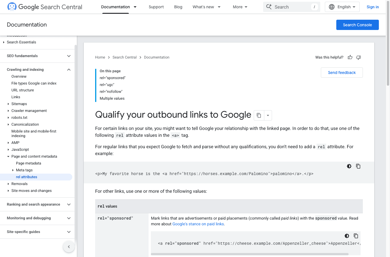 Google Search Central guidance for qualifying paid and sponsored links