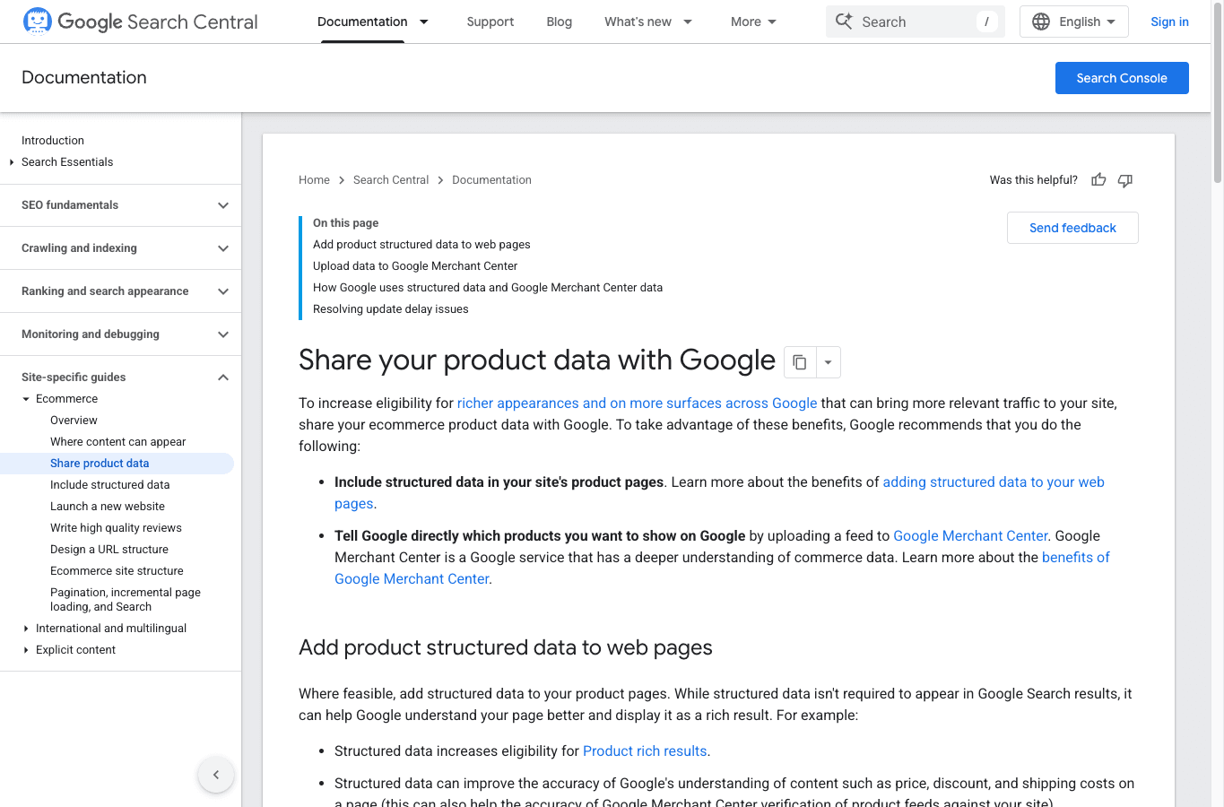 Google Search Central guidance on structured data and Merchant Center product feeds